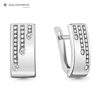 

AQUAMARINE earrings with cubic zirconia, silver 925