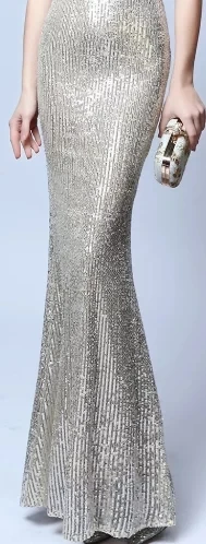 Вечернее платье для девочек в возрасте до 50 Бордовое платье с блестками Сияющий без рукавов вечернее платье Русалка с цветочным принтом, вечернее платья K092 - Цвет: Шампанское
