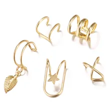 Серьги-каффы для ушей, клипсы для женских костюмов, панковские подвески, 5 шт. в комплекте, с хрящами, u-образные, двухслойные, пирсинг, уши, гвоздь