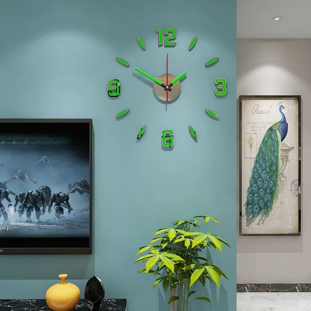 Luminous DIY Clock Home Simplicity Silent Fashion Wall Clock Living Room Creative Wall Stickers Bedroom Wall Clock 6