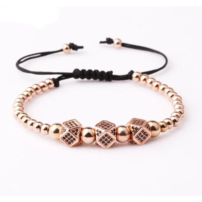 High Quality Stainless Steel Beads CZ Brass Charm Friendship Macrame Bracelet Men Women - Image 5