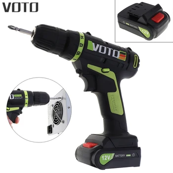VOTO AC 100-240V Cordless Lithium Battery 12V Electric Screwdriver with Rotation Adjustment Switch for Handling Screws/Punching voto ac 100 240v cordless 12v electric drill screwdriver with adjustment switch and two speed adjustment button for punching