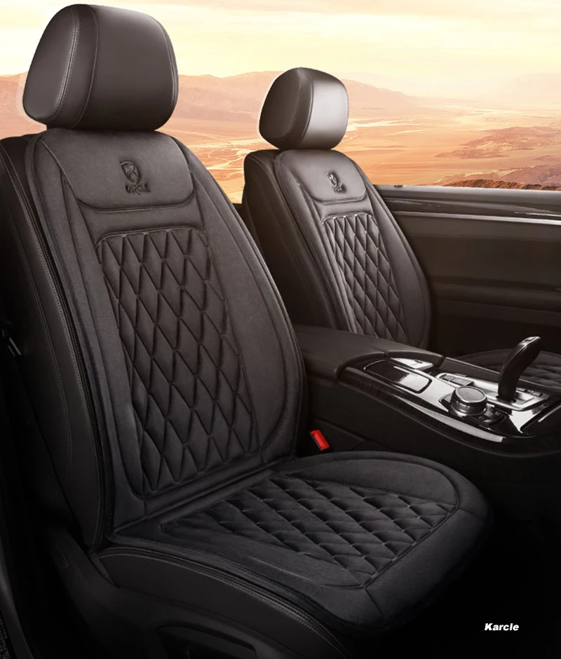 A comfortable car with heated seats and backrest covers.
