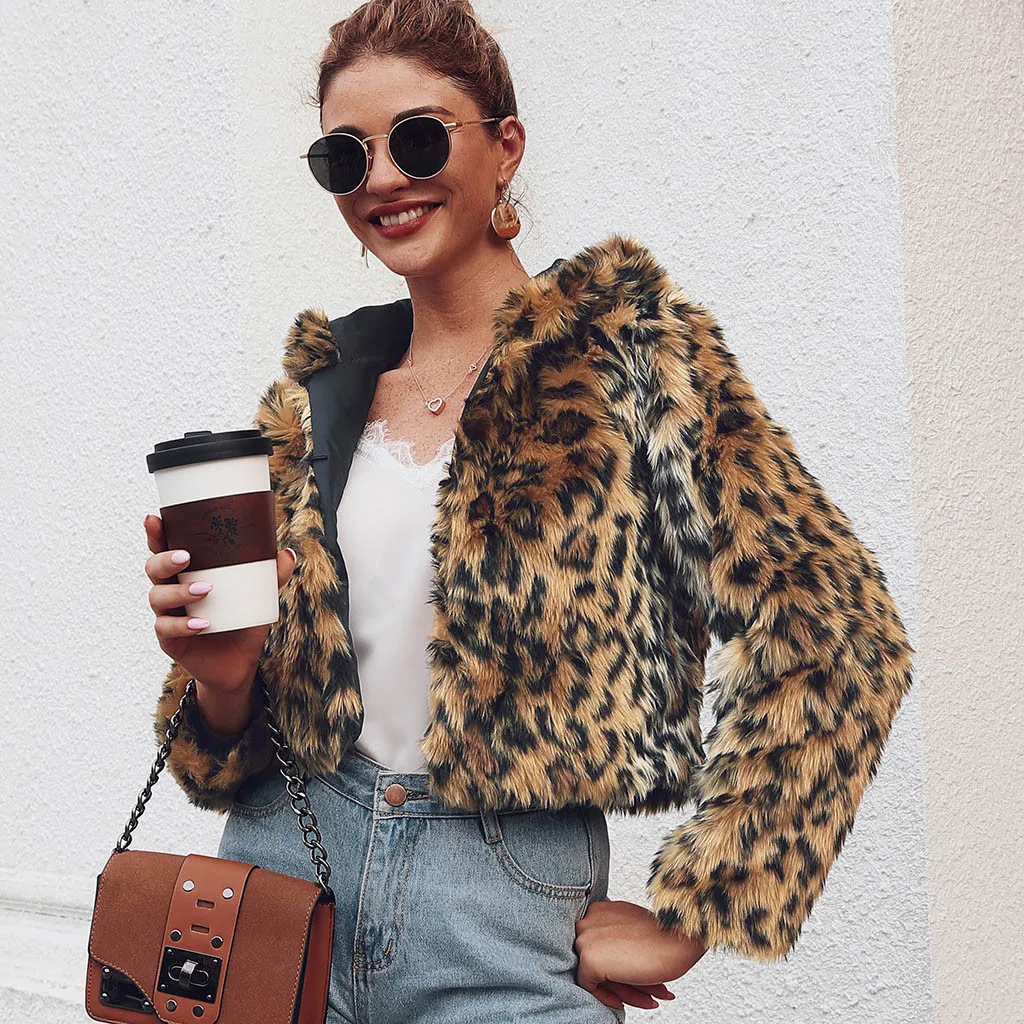 Veste femme manteau femme зимнее пальто для женщин дамское теплое пальто из искусственного меха леопардовая верхняя одежда chaqueta mujer fourrure femme
