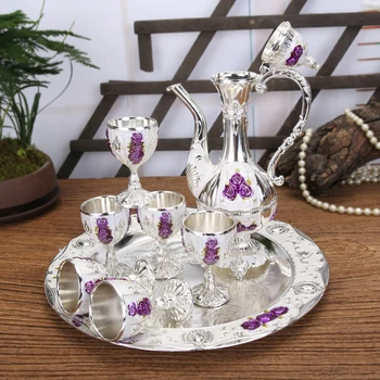 

Set Wine Pot Cup Plate Tray Coffee Beverage Home Gift Party Decoration