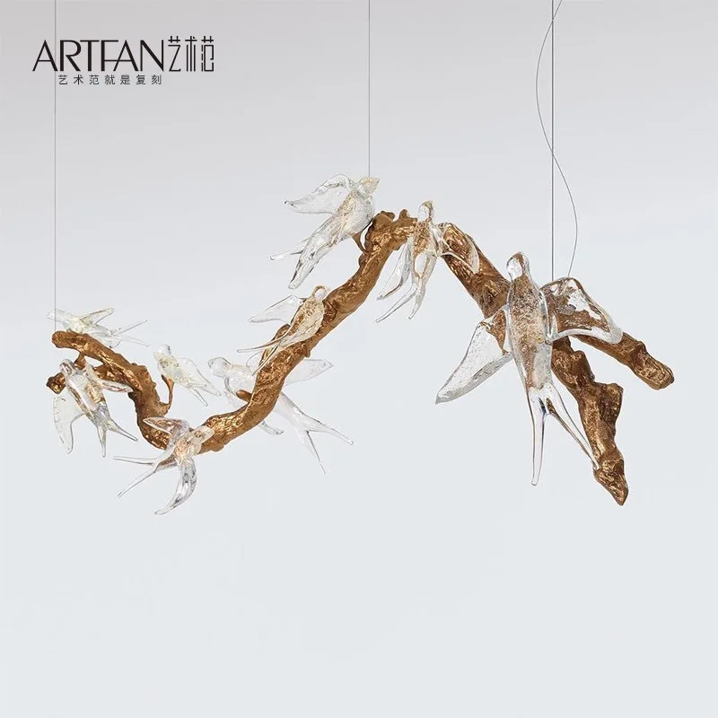 Потолочная лампа Ласточка из медного стекла Простой декоративный светильник для