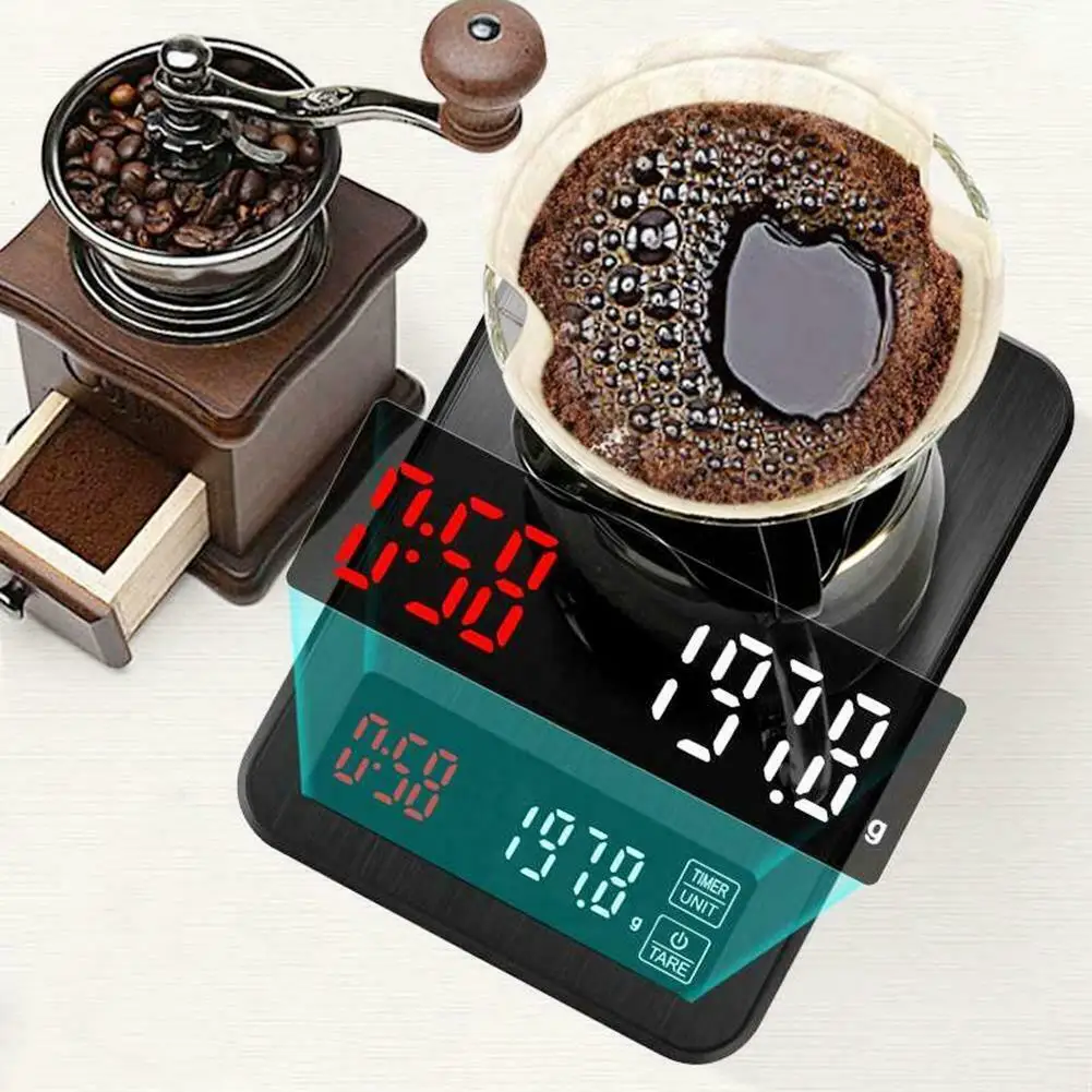 #TSC01756B Báscula de café electrónica Digital Mini LCD con temporizador 3 kg 5 kg 0,1g Digital peso café hogar goteo escala temporizador 