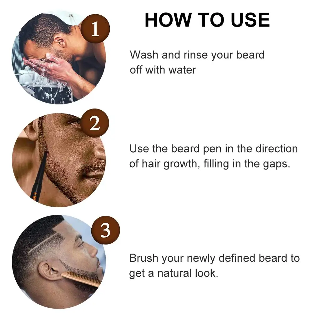 Beard Pen Beard Filler Pencil Brush Male Mustache Repair Shape Effective Enhance Facial Hair