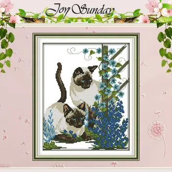 

Two baby cats (4) Patterns Counted Cross Stitch 11CT 14CT Cross Stitch Set Wholesale Cross-stitch Kit Embroidery Needlework