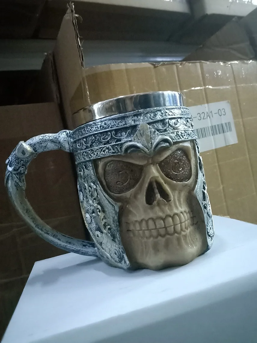 450 мл 3D череп Рог рыцарь крутая чашка из нержавеющей стали кофейные чашки и кружки кофейные кружки подарки на Хэллоуин Бар чашка питьевой стакан - Цвет: 1