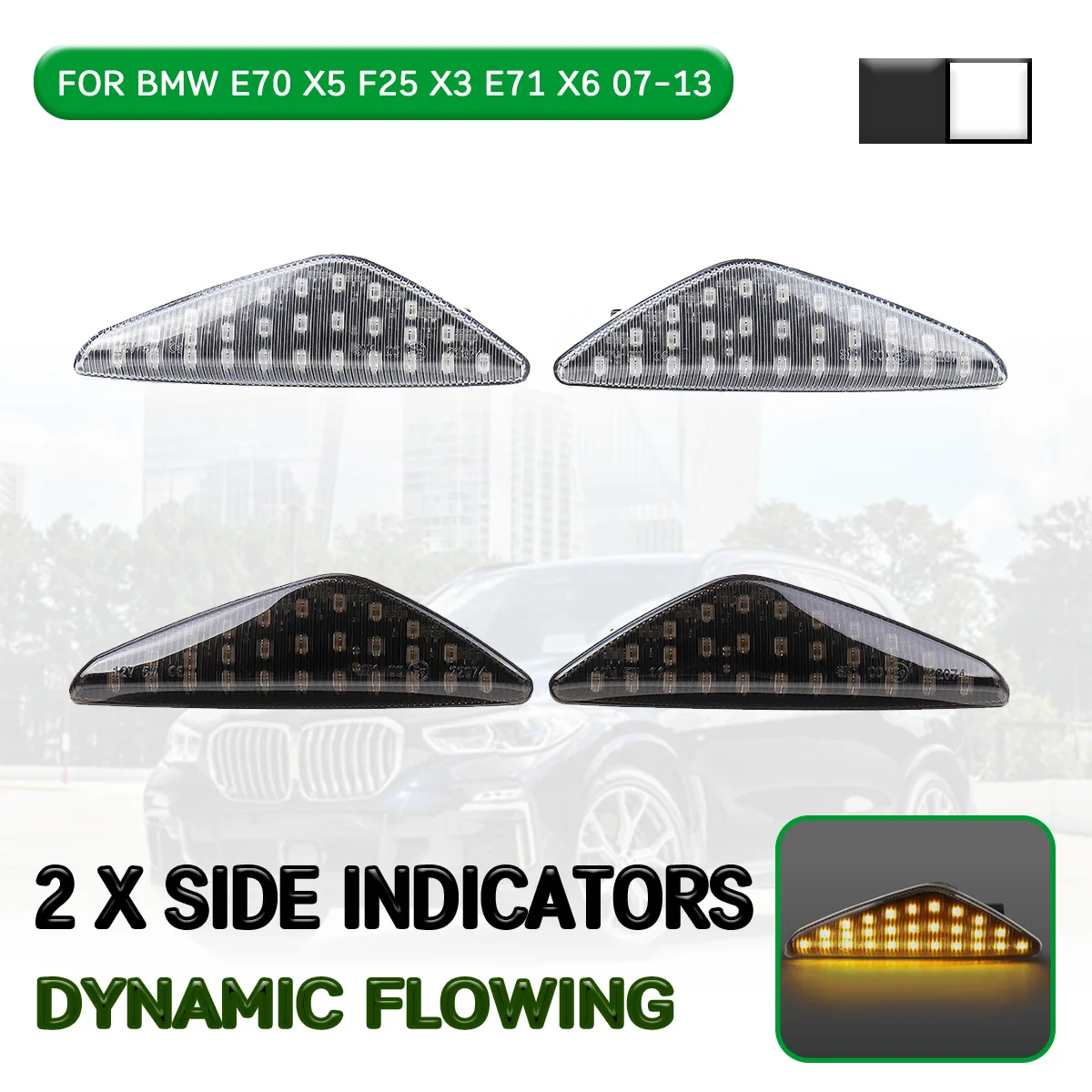

Car LED Dynamic Side Marker Light Flowing Turn Signal Light Lamp For BMW X5 E70 2006-2013 for X6 E71 2007-2014 for X3 F25 2010+