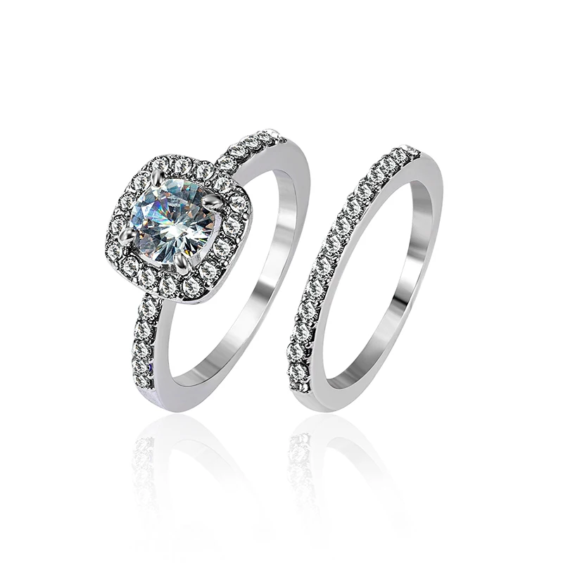 Anillo de compromiso de cristal de lujo para mujer, joyería femenina de moda elegante, anillos de boda de circonita blanca AAA, tendencia 2021