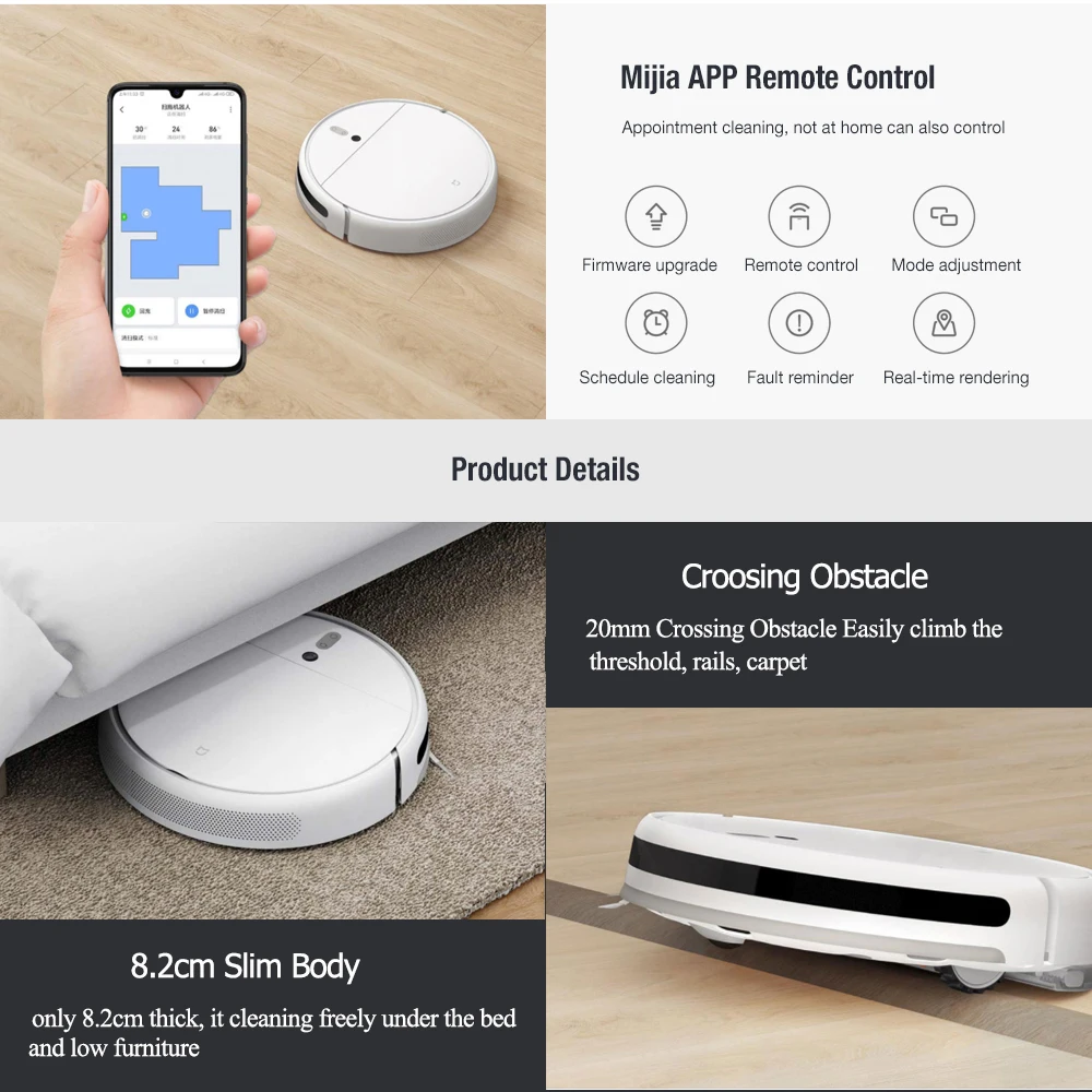 Xiaomi Mi робот-пылесос 1С для домашнего ковра, автоматическая подметание и влажная уборка, умный планируемый wifi приложение, пульт дистанционного управления
