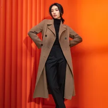 Осень Зима 50% кашемировое пальто теплое зимнее длинное пальто женское длинное шерстяное пальто офисное женское тонкое пальто большого размера