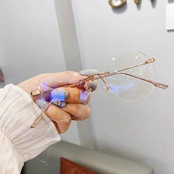 

Fashion Anti Blue Light Glasses Frame Women Retro Boundless Irregular Eyeglass Frame Female Clear Lens Fake Glasses Eyewear