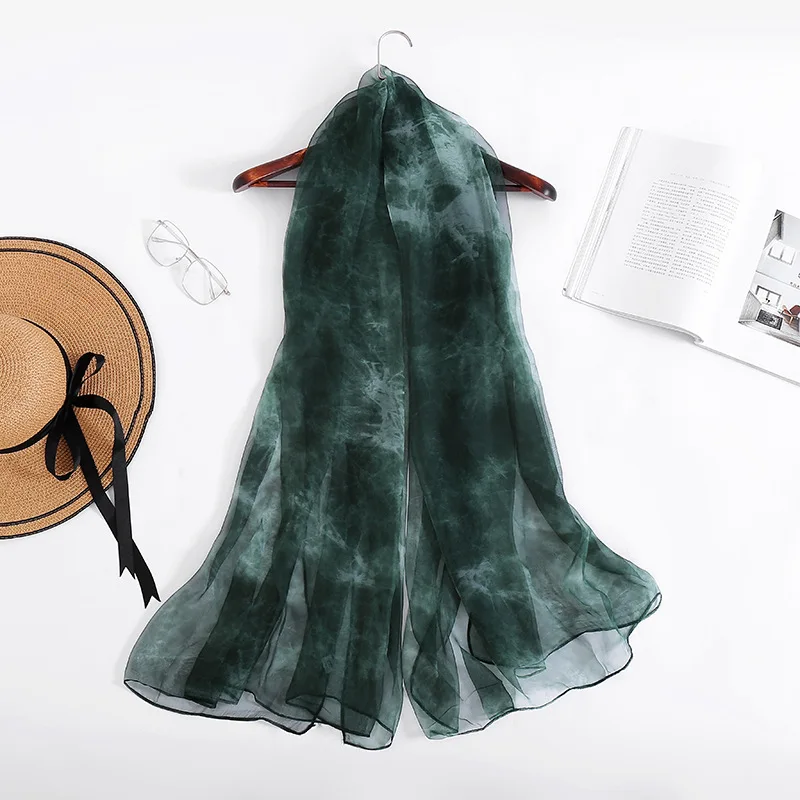 

2020 spring new simulation silk scarf female solid color ice silk scarf custom chiffon scarf black