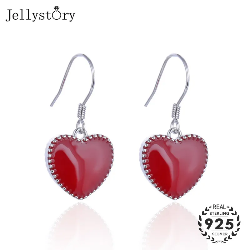 

Модные серьги Jellystory из стерлингового серебра 925 пробы Серьги-подвески в форме сердца с рубином ювелирные изделия свадебвечерние для женщин оптовая продажа