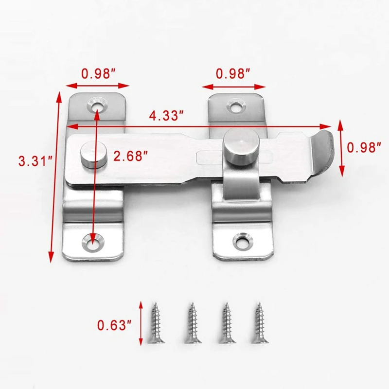 Новинка-домашней безопасности защелка ворота, 4 дюйма Heavy Duty Нержавеющая сталь дверная защелка для того, чтобы держать вас в безопасности и частные, безопасность ребенка железоб