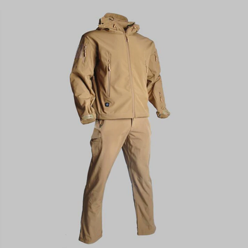 TAD Sharkskin Softshell мужская одежда куртка и брюки Военная Униформа Кемпинг Туризм флисовая куртка ветровка - Цвет: Tan