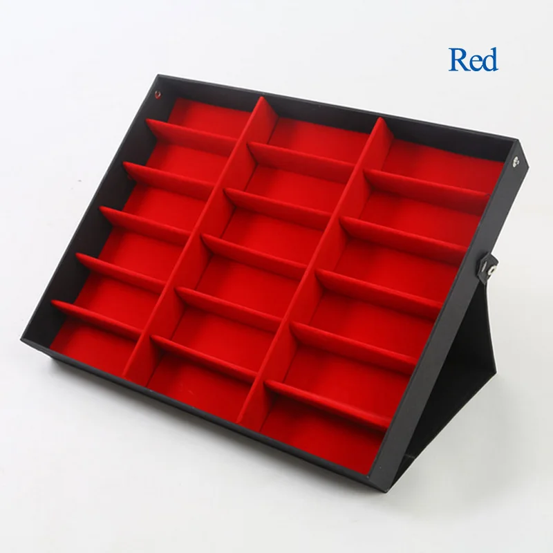 Arrival  Fashion18 Grids Eyeglass Storage Display Grid Case Box for Sunglasses Glasses 18 Compartments Glasses  ring holder