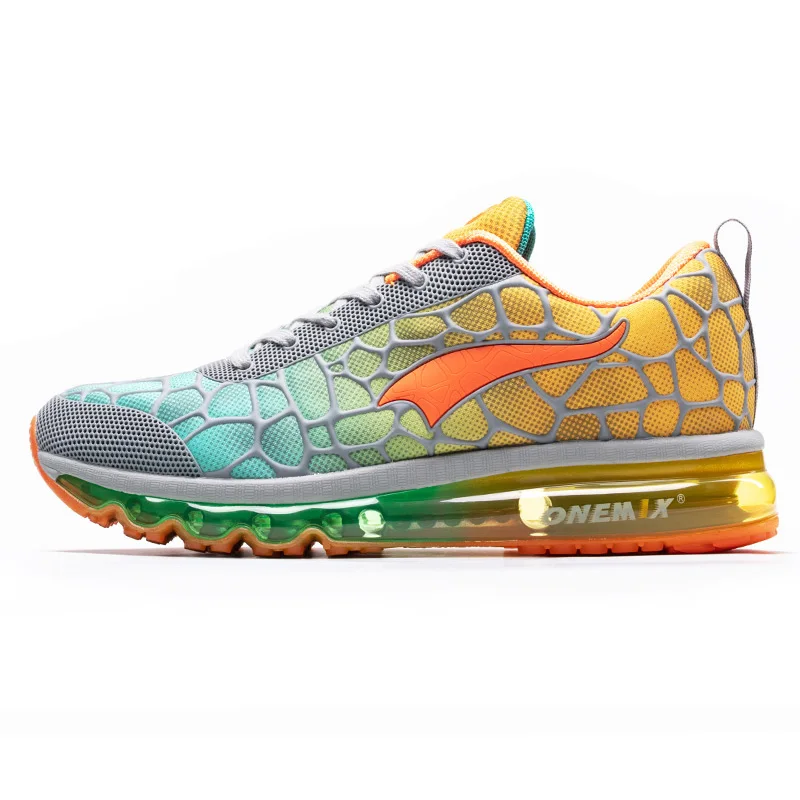 ONEMIX running shoes men's air shoes breathable outdoor sports light buffer walking shoes professional sports shoes size 39-47 - Цвет: Gray Orange-1096