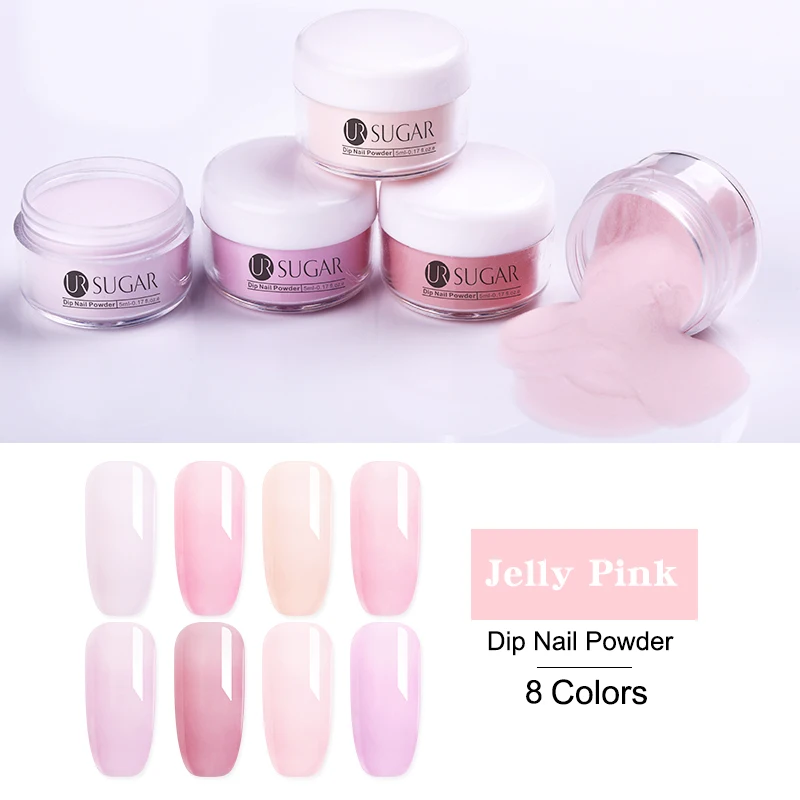 

UR SUGAR 5ml Jelly Pink Dipping Nail Powder Natural Color Nail Glitter Powder Gradient French Nails Without Lamp Cure Decoration
