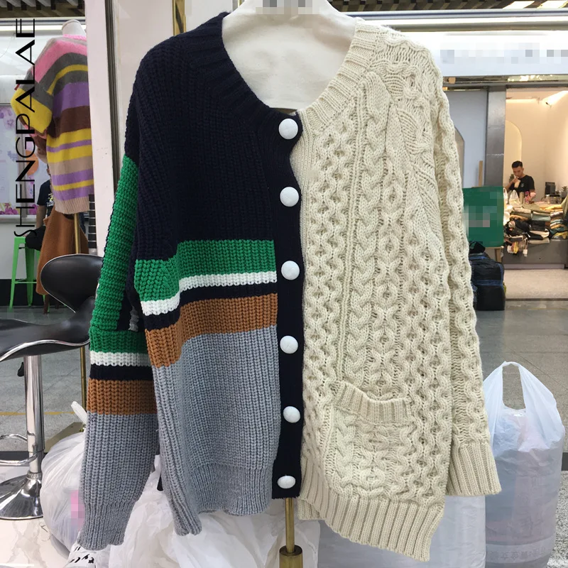 Best Price SHENGPALAE 2020 New Fashion Spring Sweater For Women Loose Casual Tide Single Breasted Contrast Cardigans Female A492 Best Price SHENGPALAE 2020 New Fashion Spring Sweater For Women Loose Casual Tide Single Breasted Contrast Cardigans Female A492