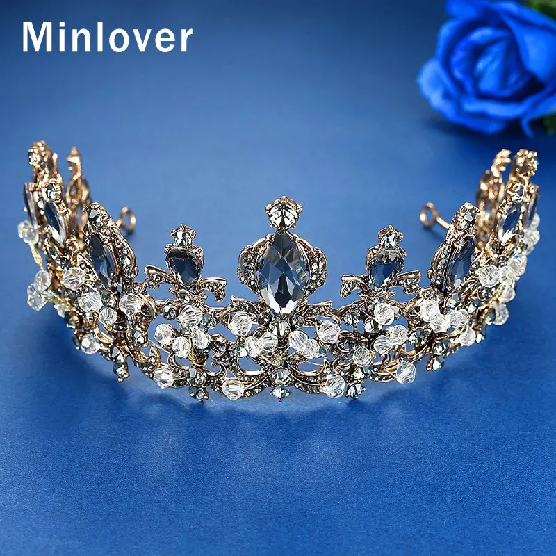 Minlover кристалл невесты диадемы корона мода королева диадема Корона головной убор Свадебные украшения для волос аксессуары ободки HG198