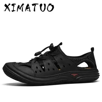 

New Summer Men's Sandals Genuine Leather Casual Shoes Men's Breathable Design Outdoor Beach Sandals Roman Water Sneakers