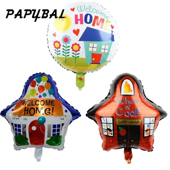 

50pcs 18inch Round Welcome Home Foil Balloons Air Globos for Welcome Go Back Home School is Cool Party Balloons Decora Supplies