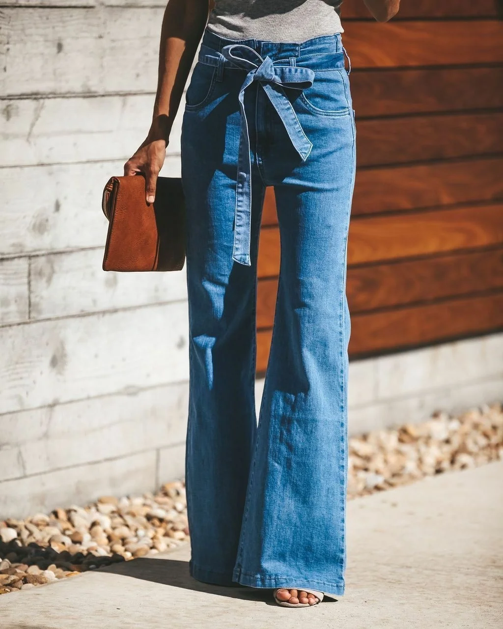 

Women Boot Cut Denim Jeggings Trouser Jeans Wide Leg Flare Bell Bottom Pants