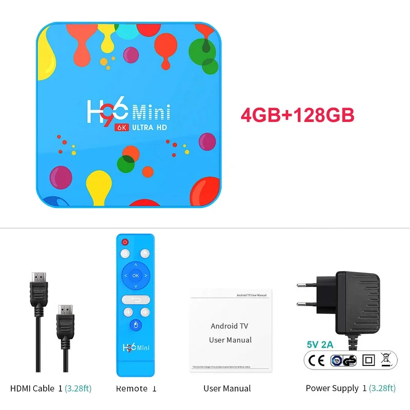 Android tv box H96 MINI Allwinner H6 четырехъядерный Смарт ТВ-бокс Android 9,0 4 Гб ram 128 ГБ rom 6K HD 4K 30fps H.265 телеприставка - Цвет: 4G 128G