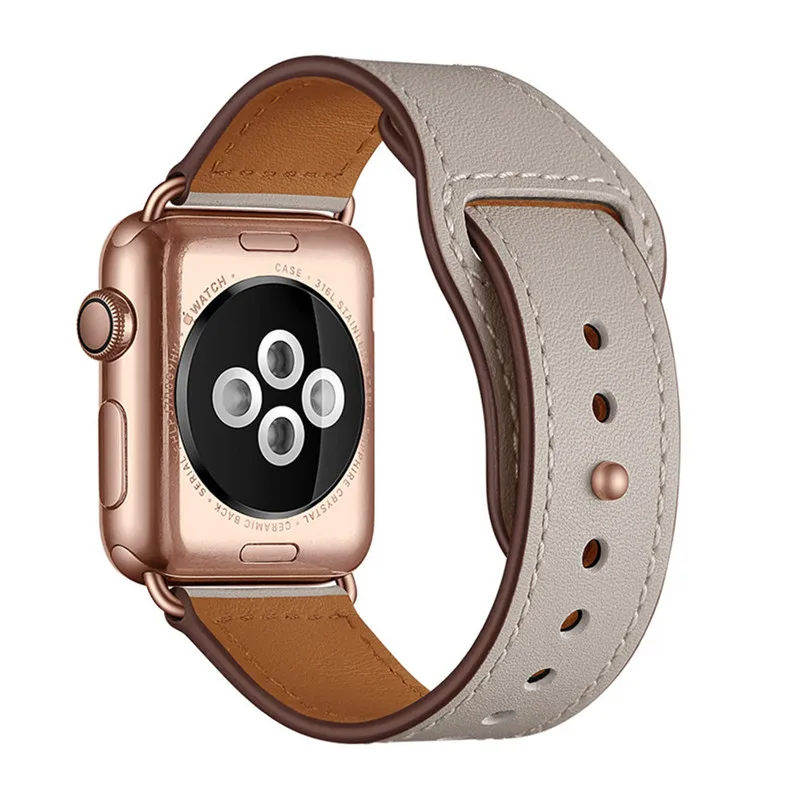 Khaki Сменные аксессуары ремешок для часов Apple watch 5 44 мм 40 мм 42 мм 38 мм ремешок из натуральной кожи для iWatch серии 4 браслета - Цвет: Khaki