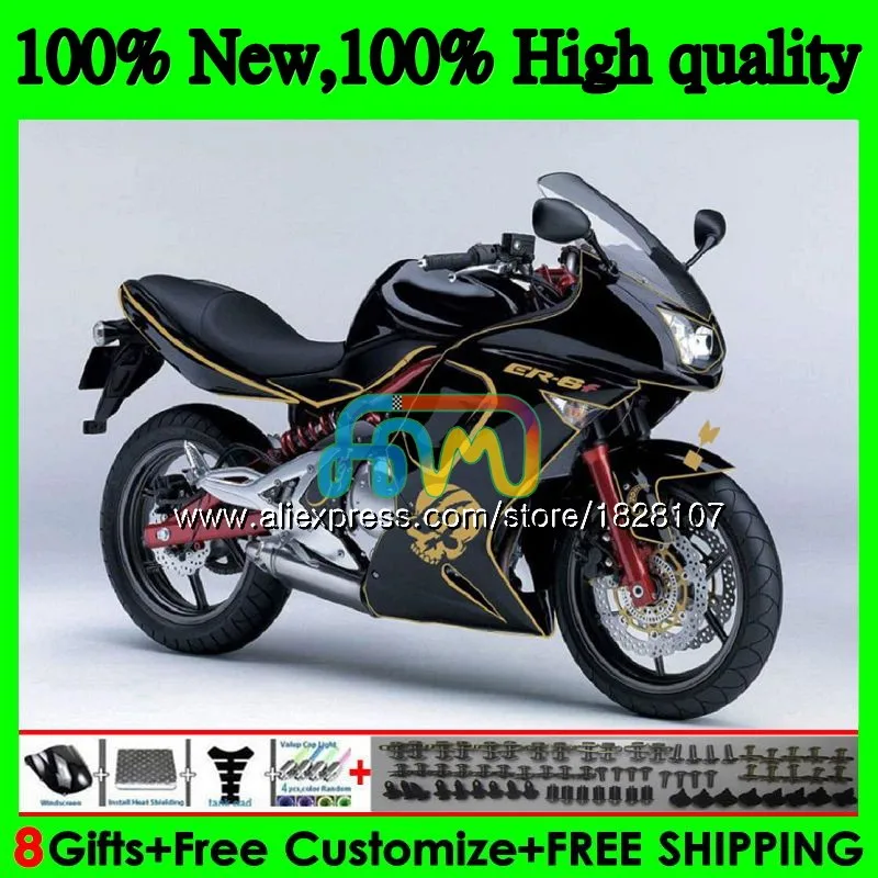 Корпус для KAWASAKI 650R ER6 F 650 R ER 6 F черепа золотого ER6F 06 650R-ER6F 6BS. 5 ER-6F ER 6F 06 07 08 2006 2007 2008 комплект обтекателей