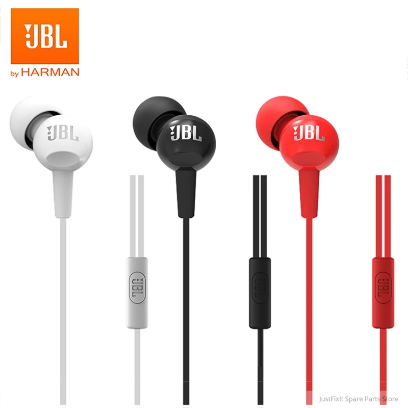 Original JBL C100Si 3 5mm Earphone Wired Stereo Earphones Deep Bass Music Sports Headset Running Hands free Call with Microphone