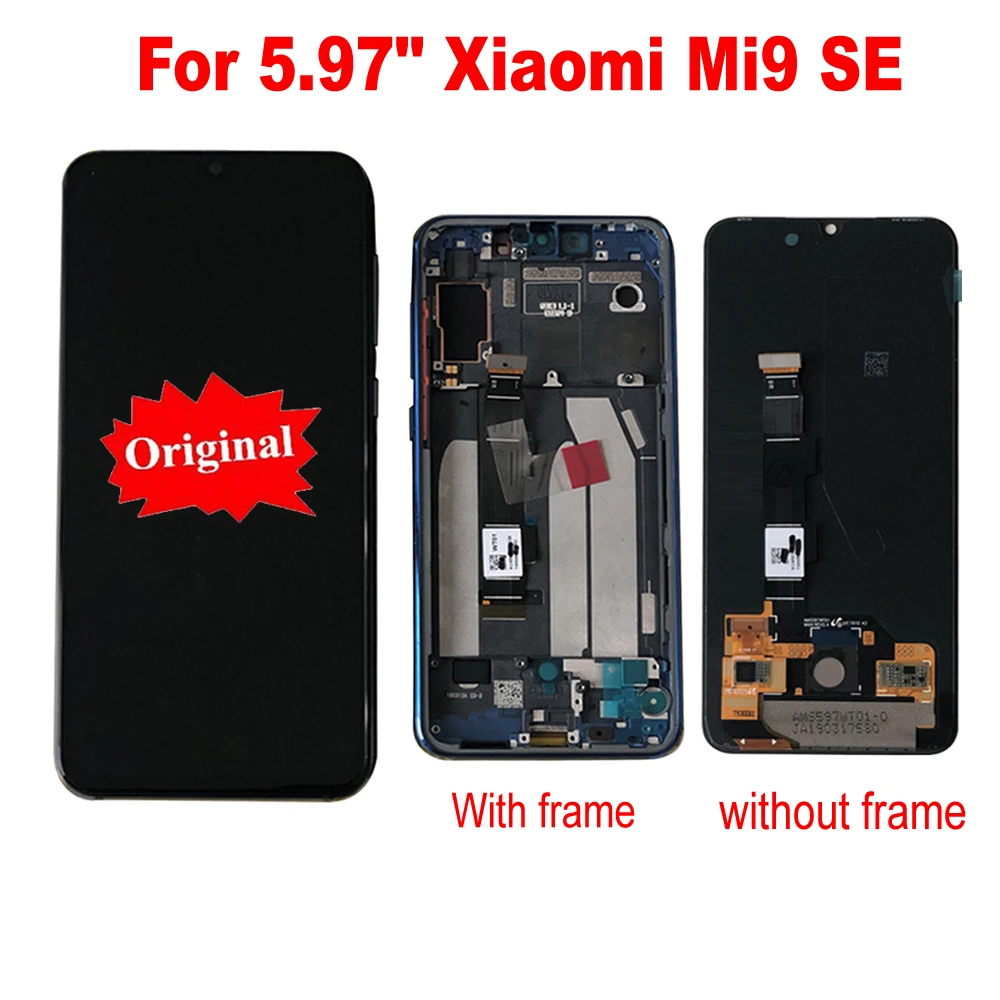 

100% Original For 5.97" Xiaomi MI 9 SE Mi9 SE AMOLED LCD Display Screen With Frame Touch Screen Digitizer For MI 9SE Display