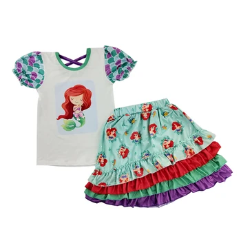 

summer short sleeve outfits with cute pattern set girls boutique milk silk adorable design
