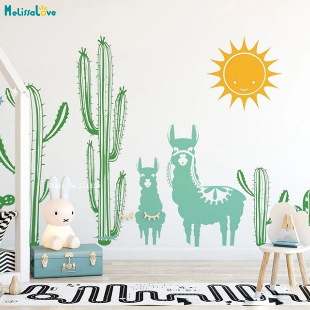 Papel de parede para quarto de bebê infantil cactos