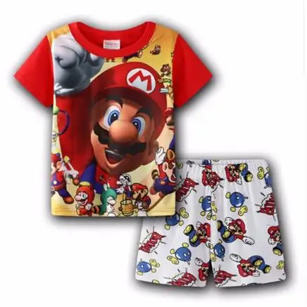 Летние Детские пижамные комплекты Пижама для девочек и мальчиков Пижама с короткими рукавами хлопковый костюм Детская ночная рубашка, одежда, пижамы - Цвет: color at picture