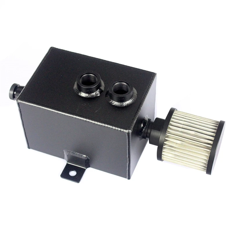 

New Aluminum Engine Oil Catch Can Tank + Breather & Drain Tap Baffled