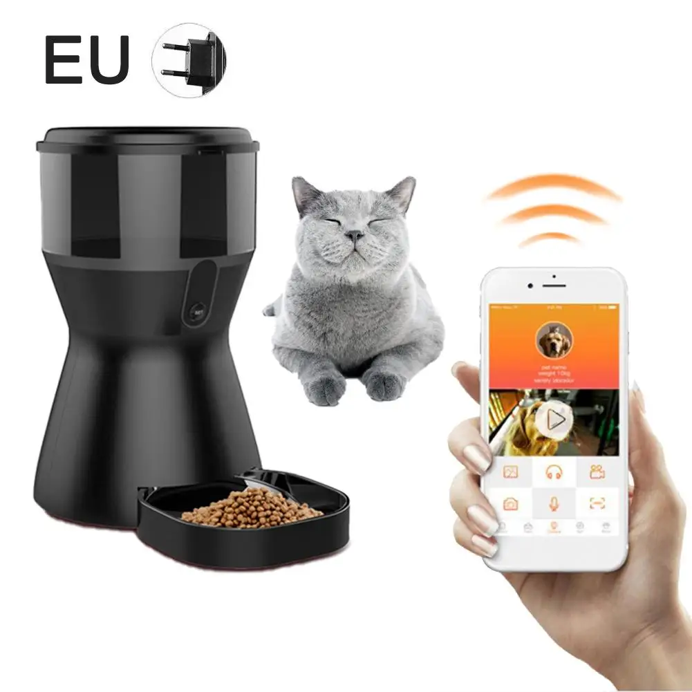 EU/US 4L WiFi автоматическая кормушка для домашних животных, кошек, собак, дозатор корма для домашних животных, программируемый таймер, пульт дистанционного управления, кормление для кошек, собак
