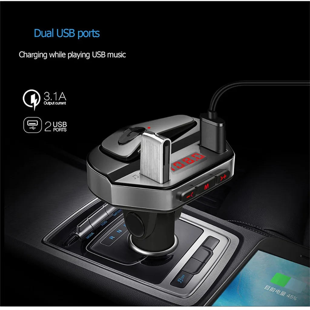 Fm-передатчик Aux модулятор Bluetooth громкой связи автомобильный комплект автомобильный аудио mp3-плеер с 3.1A Быстрая зарядка двойной зарядное устройство usb