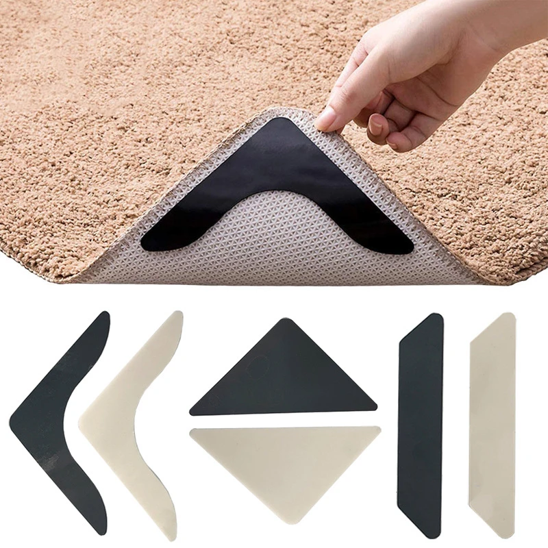 8pcs Adhesive Rug Carpet Pad Fixed Sticker Rug Corners Silicone Anti
