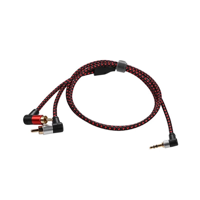 90 Degree 3.5mm Male to 2 RCA Cable Right Angle Stereo AUX Y Splitter Cord Microphone Jack Plug for Laptop 1M | Электроника