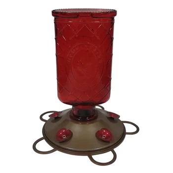 

Outdoor Glass Bird Feeder, Red Wild Bird Feeder,Handle Suspension, Suitable for Outdoor Garden Tree Yard
