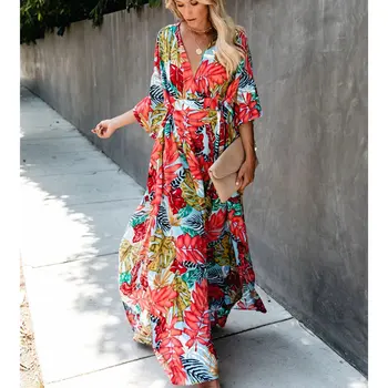 

2019 Bohemian Beach Dress Women Swimsuit Beach Cover Up Kaftan Beach Tunic Bikini Cover Up Pareo Sarong Beachwear Bathing Suit