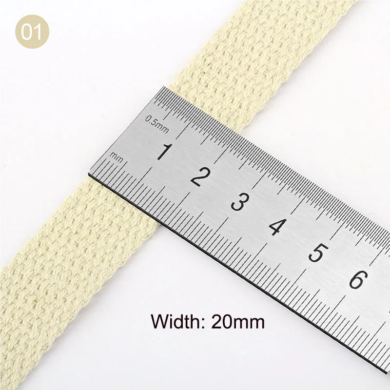 10 Yards Cotton Canvas Webbing Beige 20mm 25mm 38mm Bag Knapsack Sewing Strap Belt DIY Accessories 1.5-1.8mm Thick