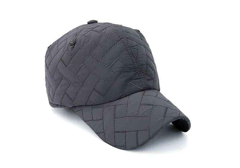 Winter Men's Cotton Polyester Baseball Caps With Earmuff Adjustable Size Outdoor Ear Protection Winter Hat Snapback Caps