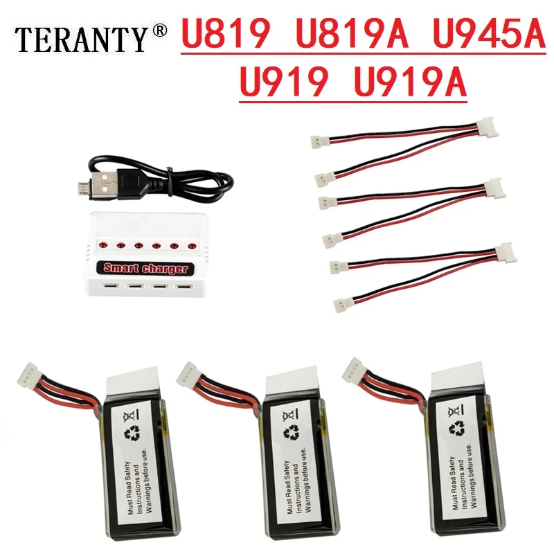 7.4V 350mAh Lipo Battery 402545 2S for U819 U819A U945A U919A RC Helicopter 3D Flip Drone RC Quadcopter Spare Parts With Charger