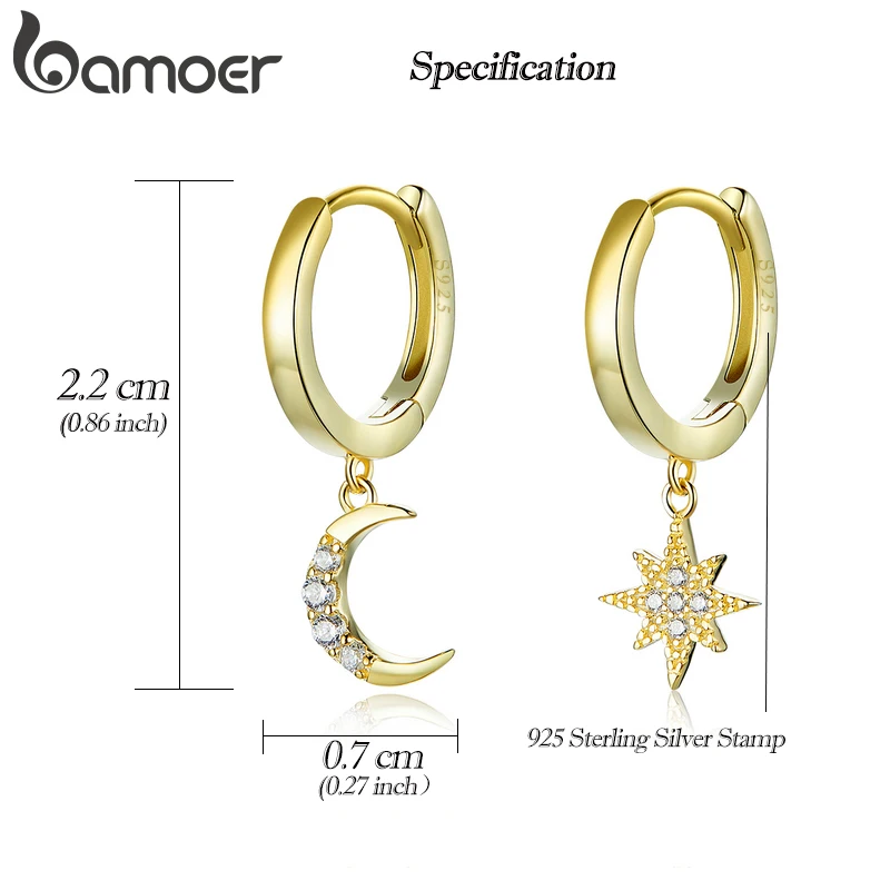 Orecchini Lunghi Luna E Stella In Argento 925 | Con Nappe E Zirconi, Gioielli Ipoallergenici Donna, Regalo Elegante